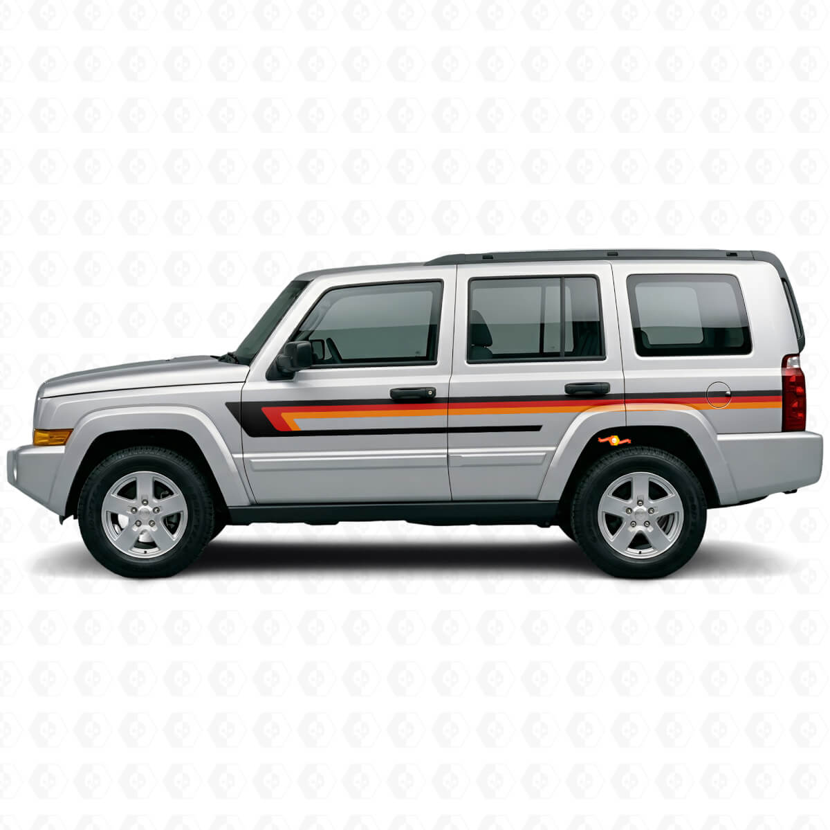 Adesivo in Vinile con Triple Strisce per Portiera Jeep Commander 2006-2010