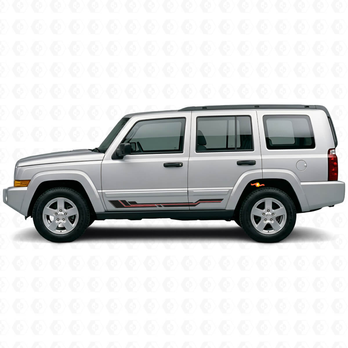 Adesivo Vinile per Minigonna con Linee Curve per Jeep Commander 2006-2010