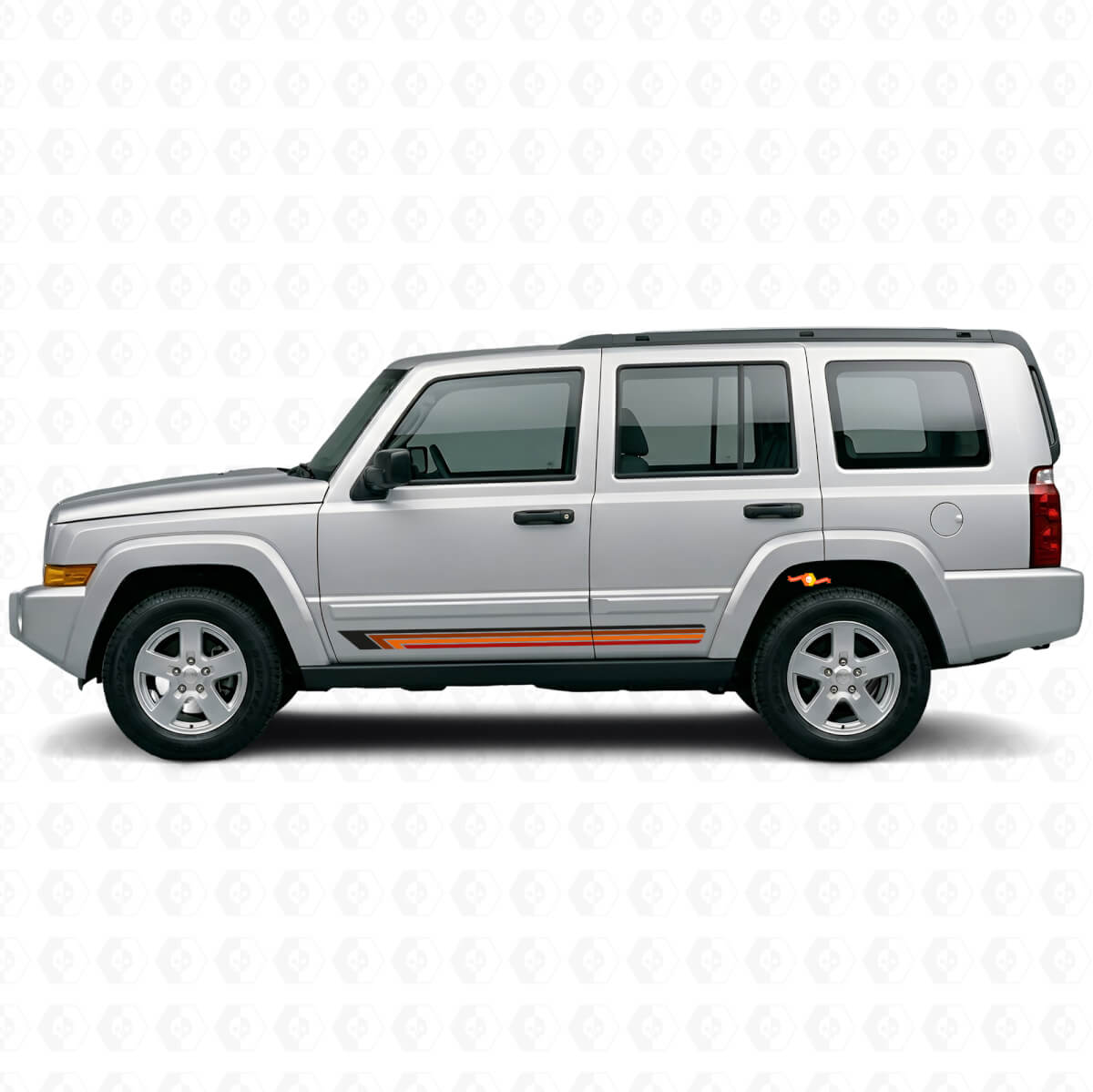 Adesivo in vinile laterale con strisce dritte vintage per Jeep Commander 2006-2010