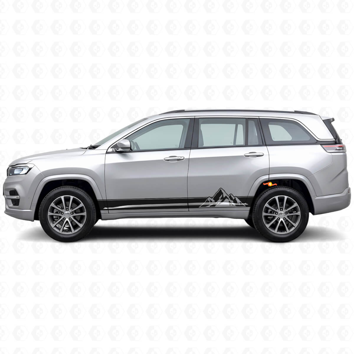 Adesivo Laterale in Vinile con Strisce Stile Montagna per Jeep Commander Meridian 2021