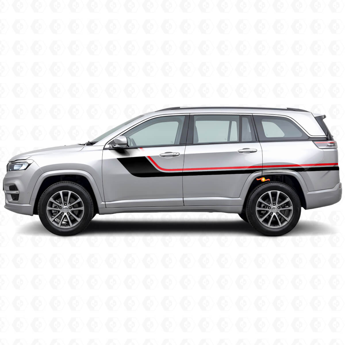 Adesivo Vinile Laterale a Strisce Gemelle per Jeep Commander Meridian 2021+