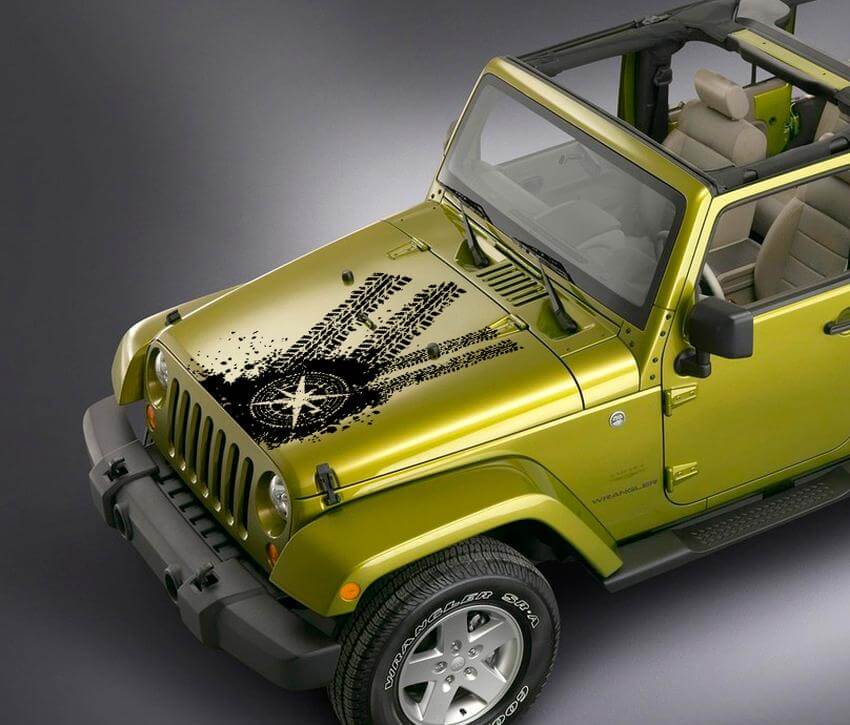 Jeep Wrangler Compass tracce di pneumatici adesivi per decalcomanie sul cofano