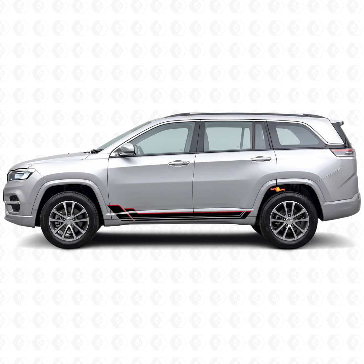 Adesivo in Vinile con Doppie Strisce per Paraurti Laterale Jeep Commander Meridian 2021+