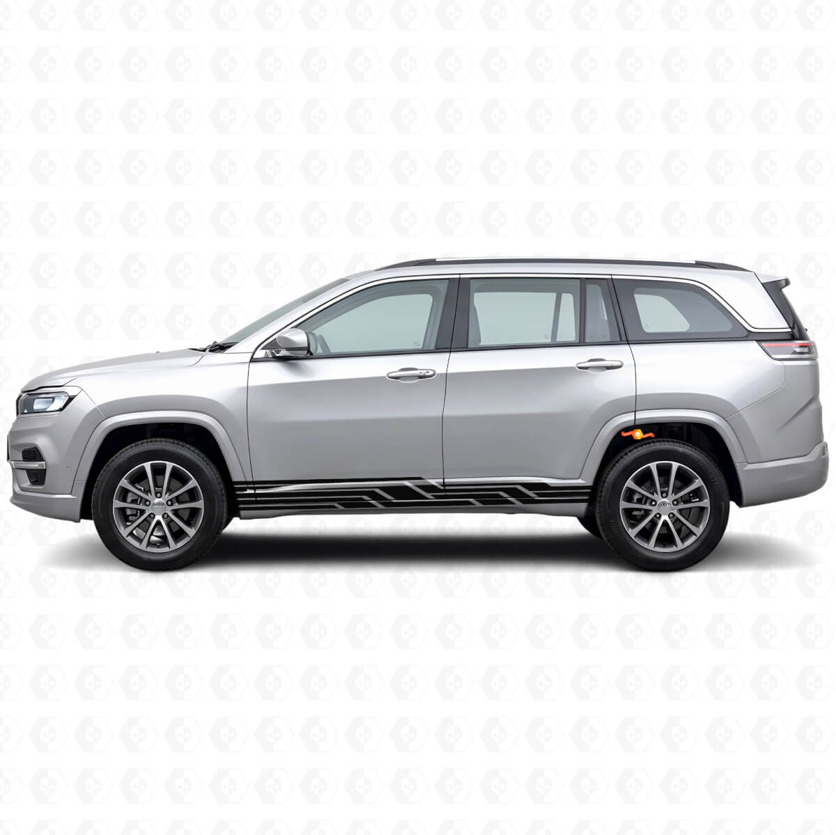Adesivo Laterale in Vinile con Strisce Intrecciate per Jeep Commander Meridian 2021+
