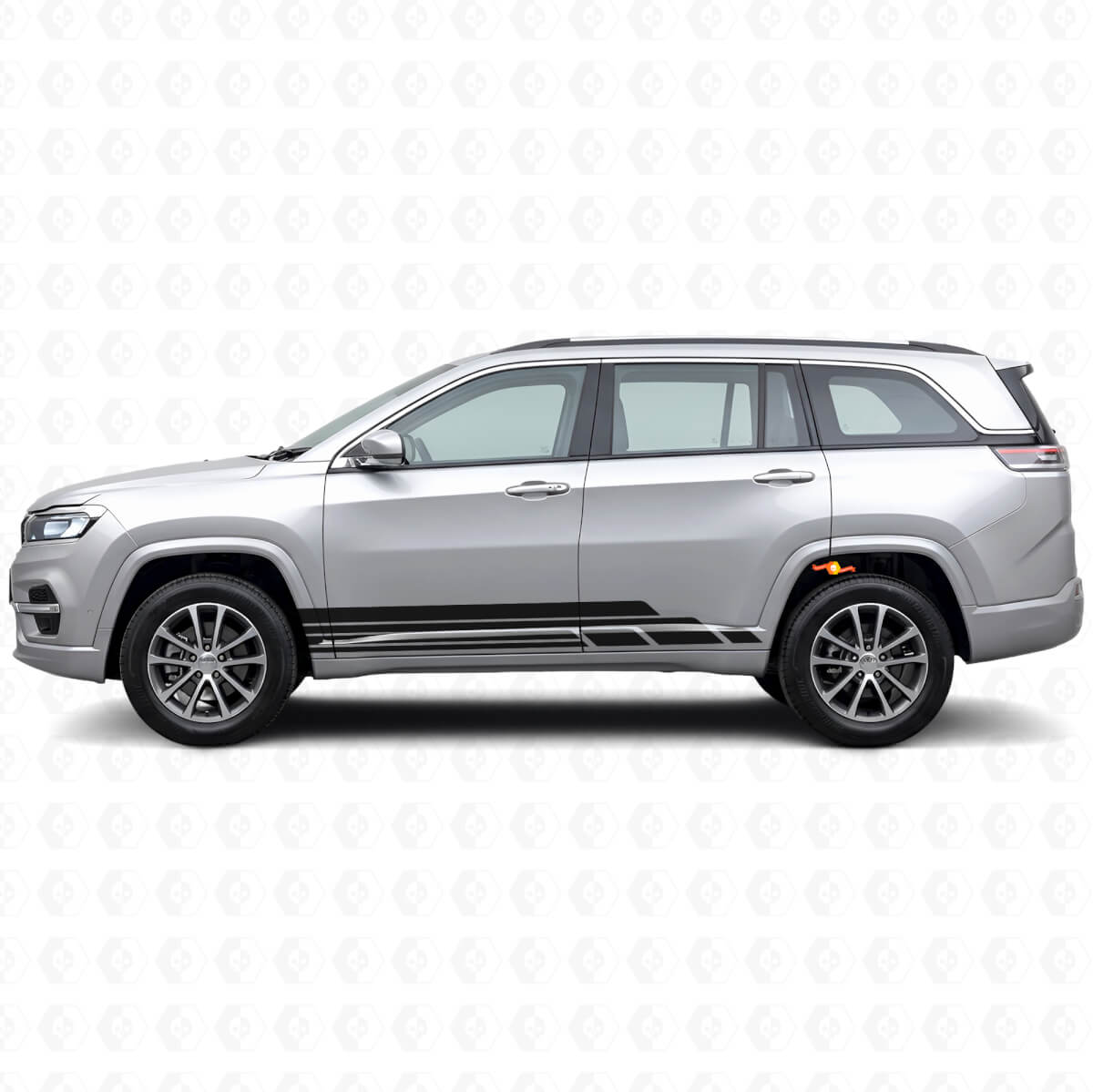 Kit Adesivi Laterali a Strisce Curve in Vinile per Jeep Commander Meridian 2021+
