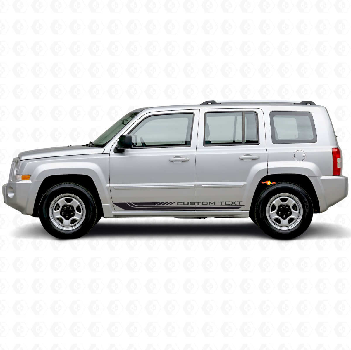Adesivo in vinile con strisce laterali curve a scacchiera per Jeep Patriot 2007-2017
