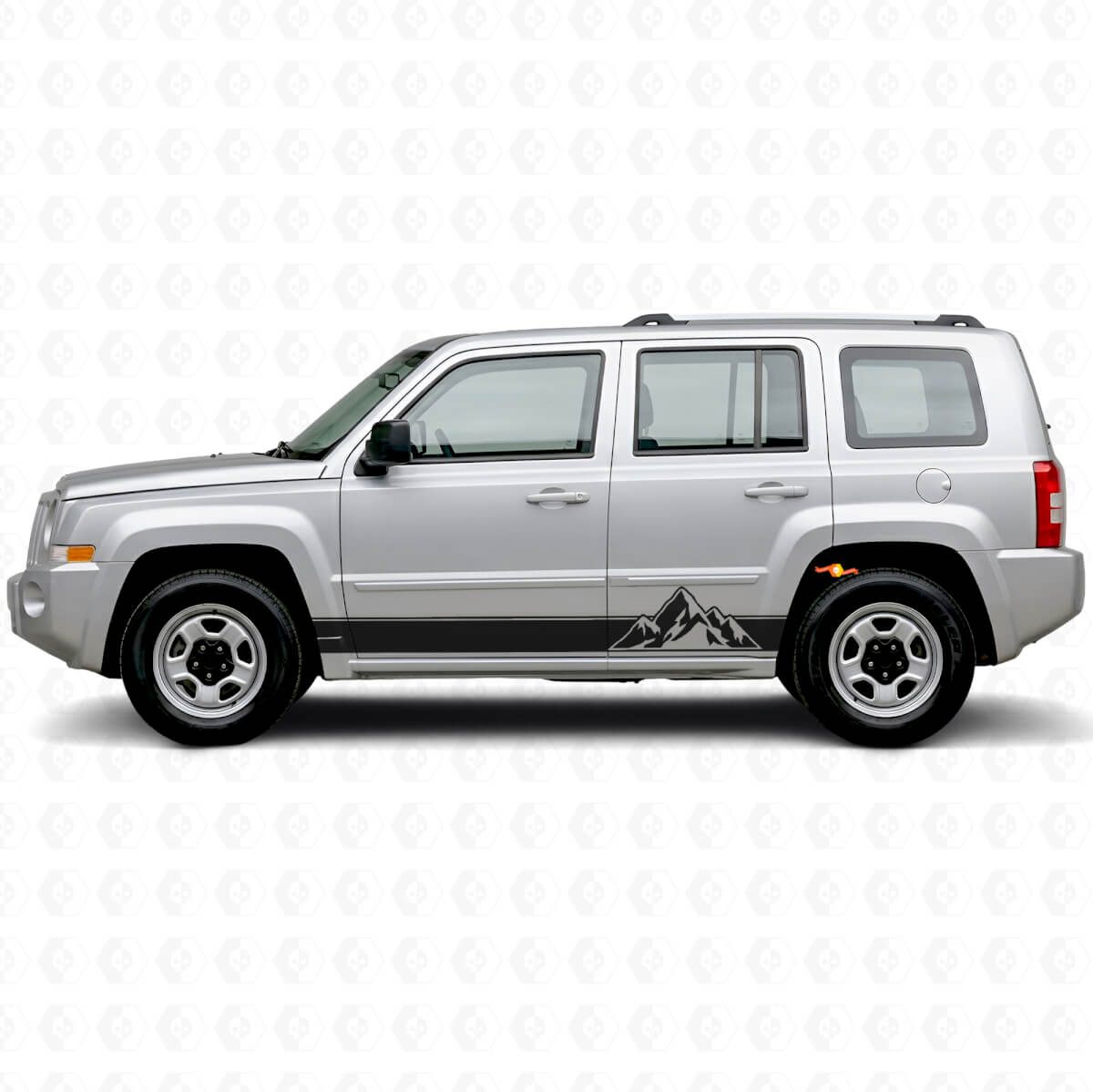 Adesivo Laterale in Vinile con Strisce Stile Montagna per Jeep Patriot 2007-2017