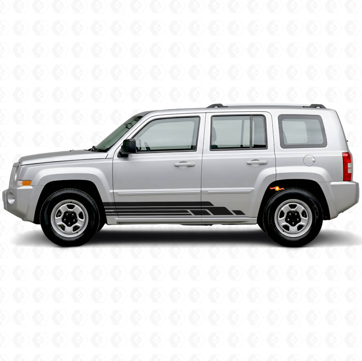 Kit Adesivi Laterali a Strisce Curvate per Jeep Patriot 2007-2017