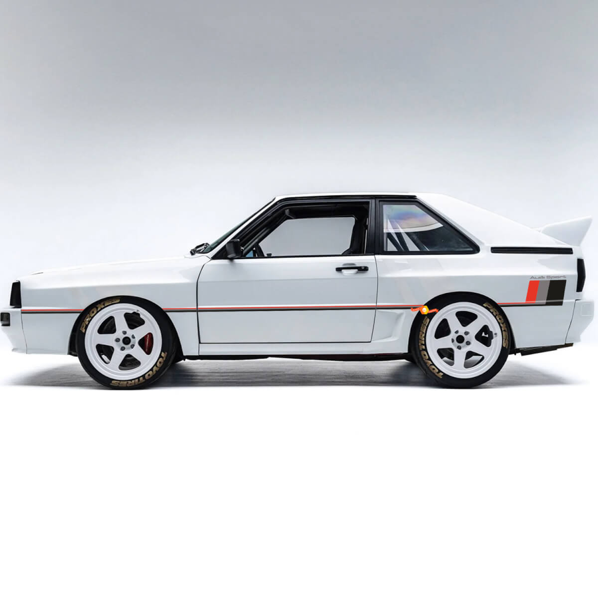 Adesivo in Vinile con Strisce Laterali Stile Vintage per Audi Quattro Coupé 1980
