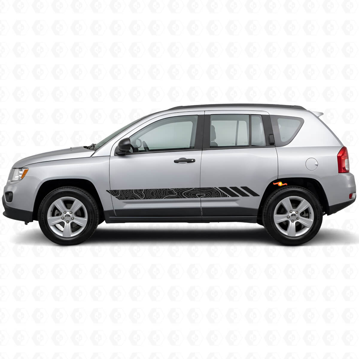 Adesivo Laterale in Vinile con Strisce Stile Topografico per Jeep Compass 2007-2016