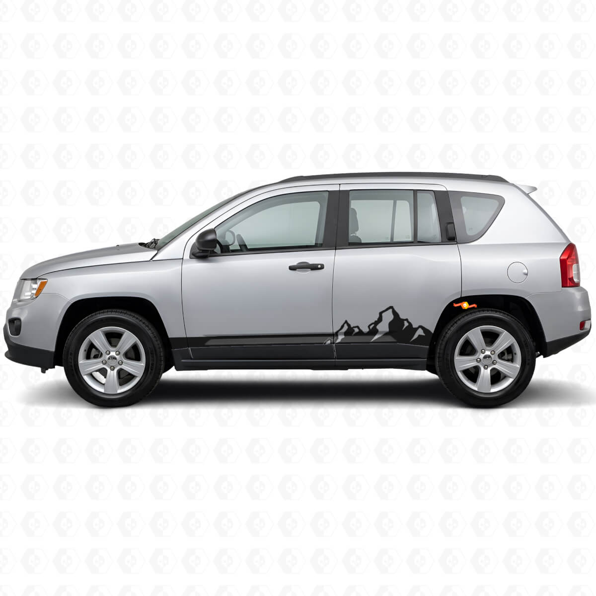 Adesivo laterale in vinile a strisce sottili con montagne per Jeep Compass 2007-2016