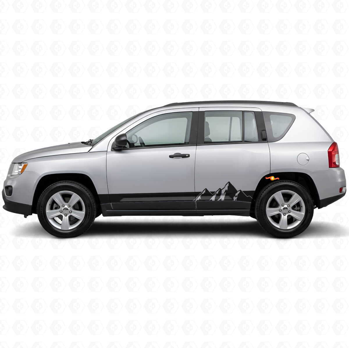 Adesivo laterale in vinile con larghe strisce montuose per Jeep Compass 2007-2016
