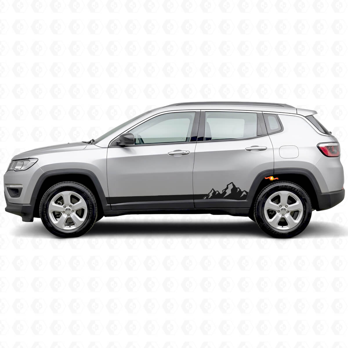 Adesivo laterale a strisce sottili Montagne per Jeep Compass 2016+