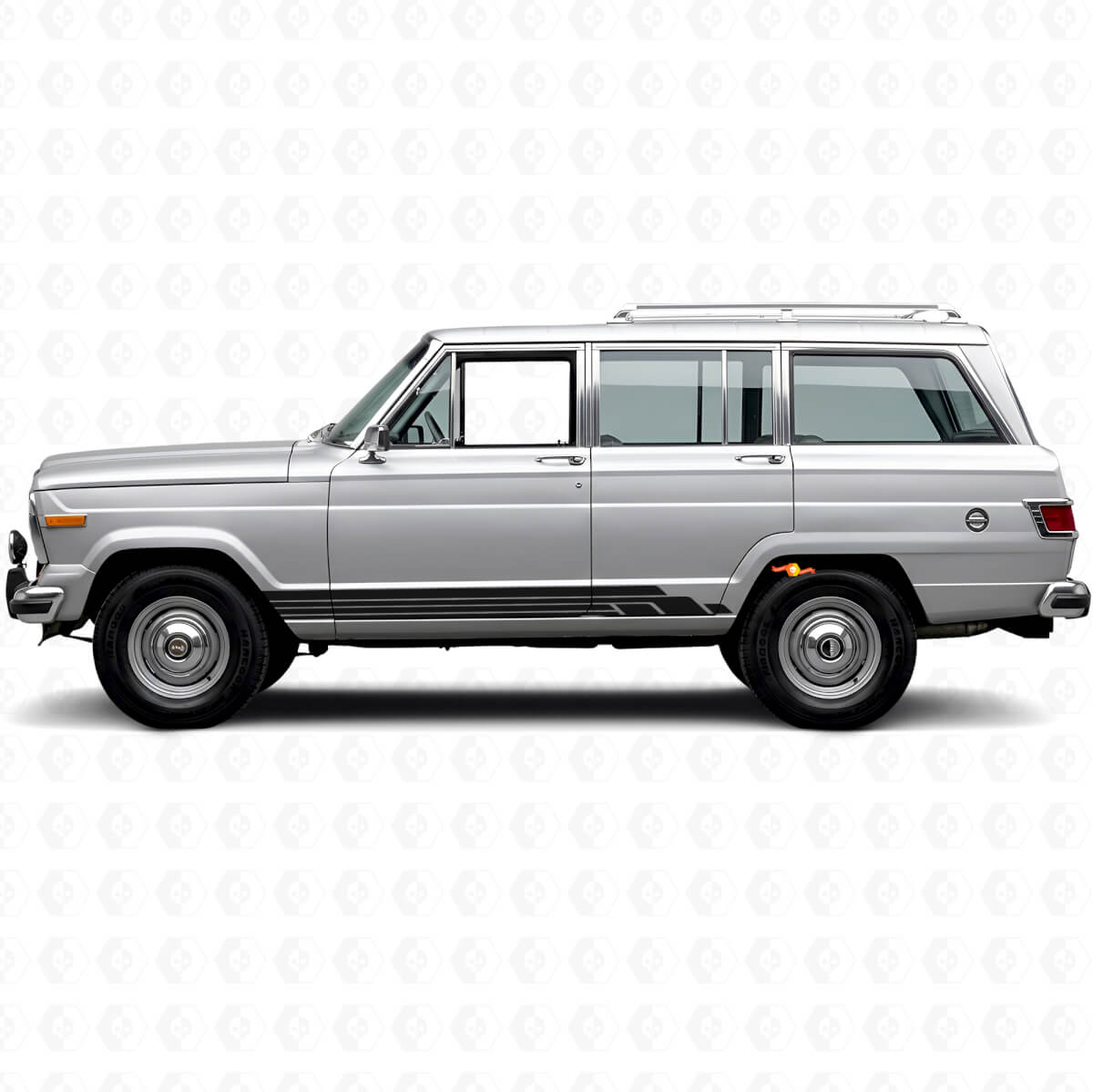 Kit Adesivi Laterali a Strisce Curve per Jeep Wagoneer 1963-1991