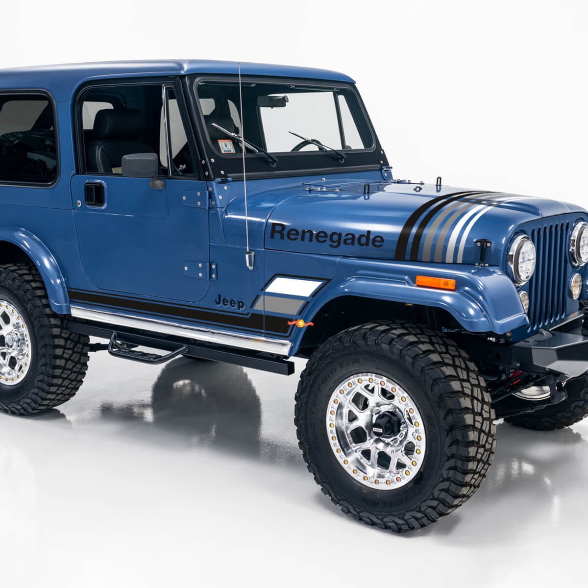 Adesivo in Vinile Stile Vintage per Cofano e Strisce Laterali per Jeep CJ-7 Renegade