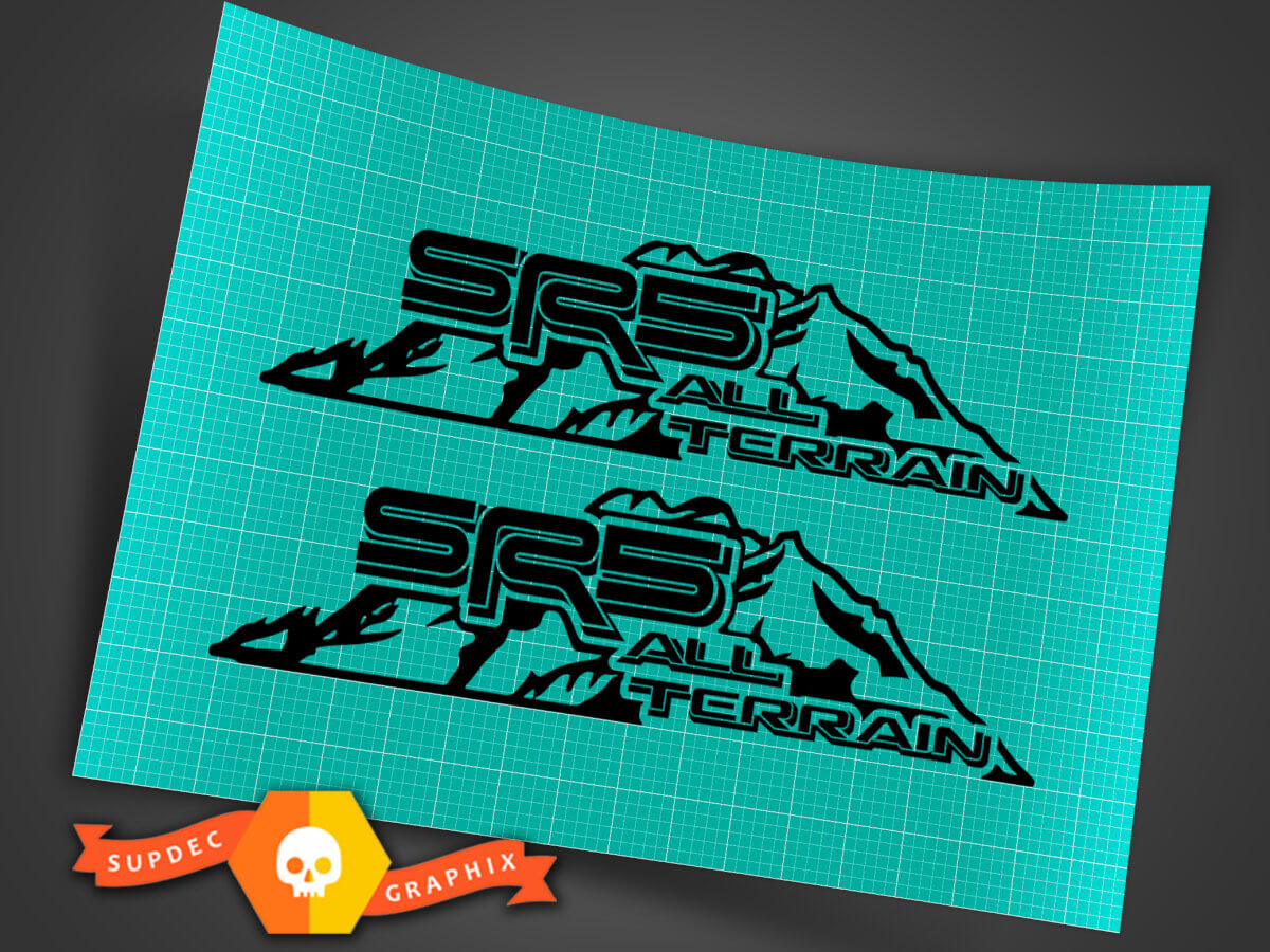 TOYOTA SR5 4X4 ALL TERRAIN DECAL Adesivo decalcomania in vinile lato sviluppo corsa Mountain TRD 3