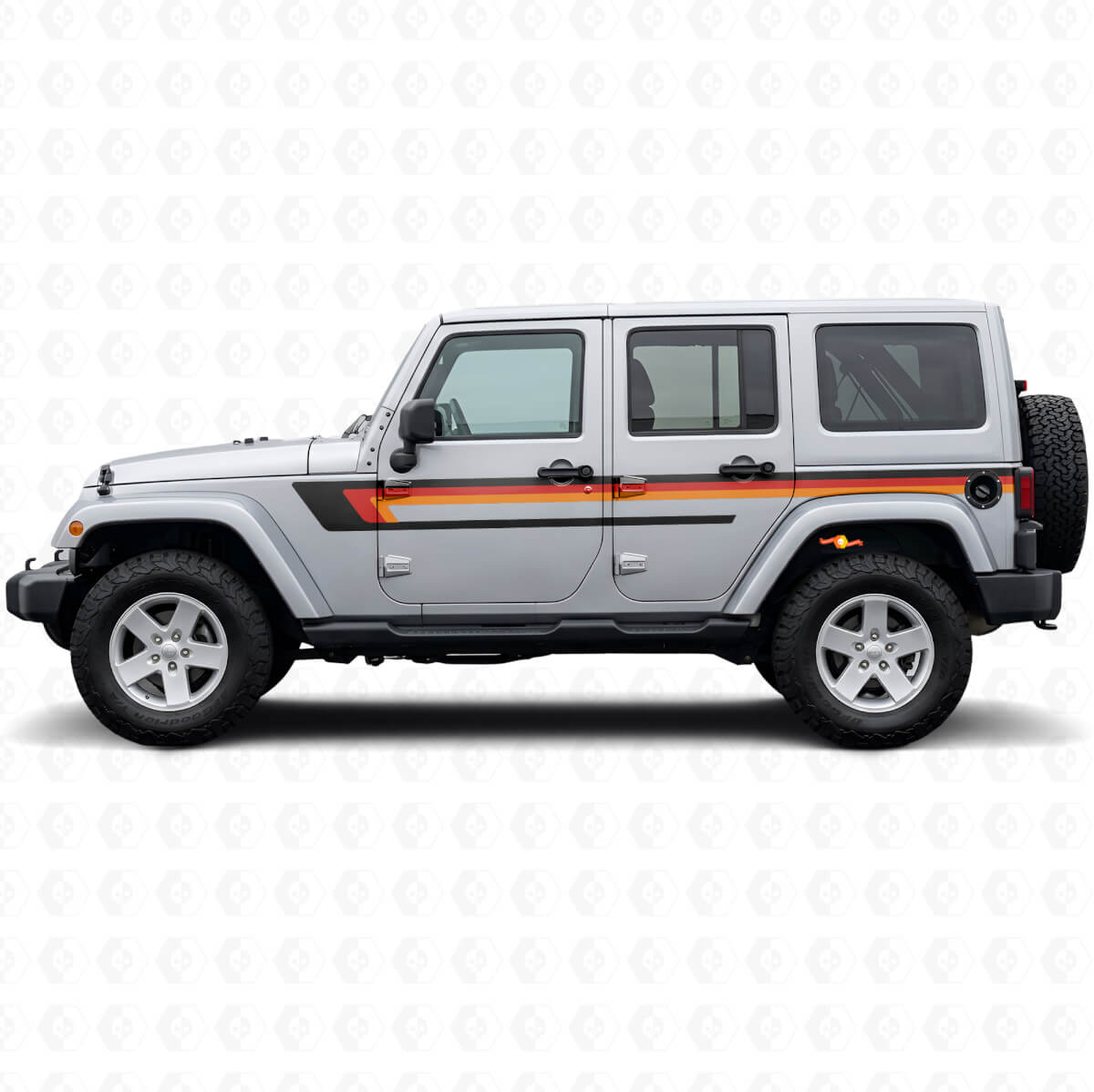Adesivo in vinile con tripla striscia per porta Jeep Wrangler JK 2007-2018