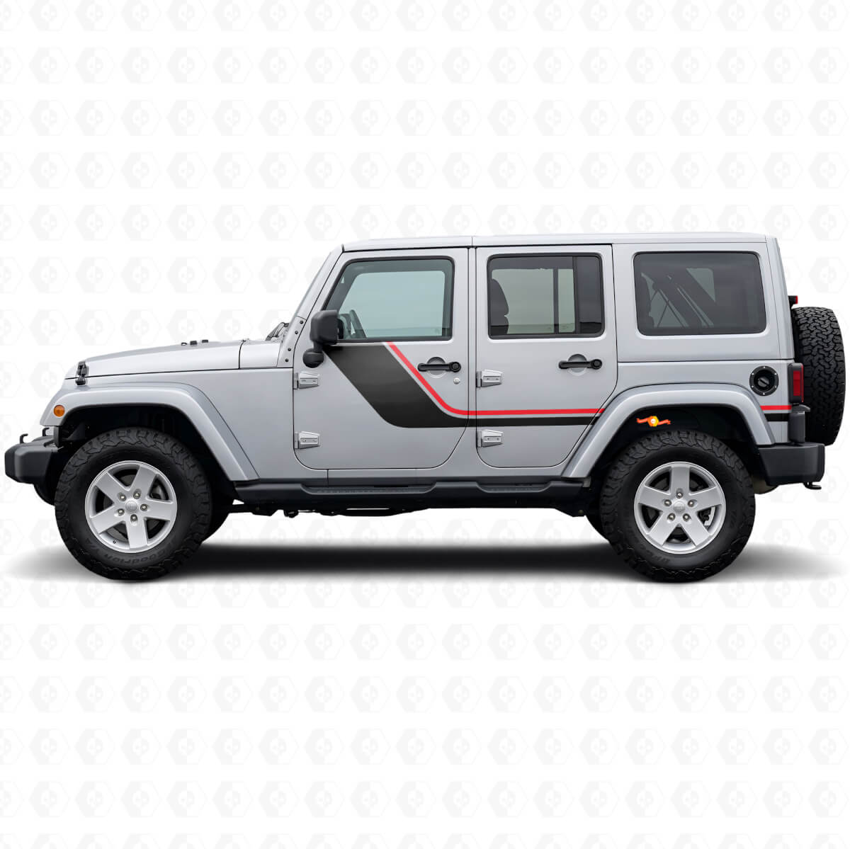 Adesivo laterale a doppia striscia per Jeep Wrangler JK 2007-2018