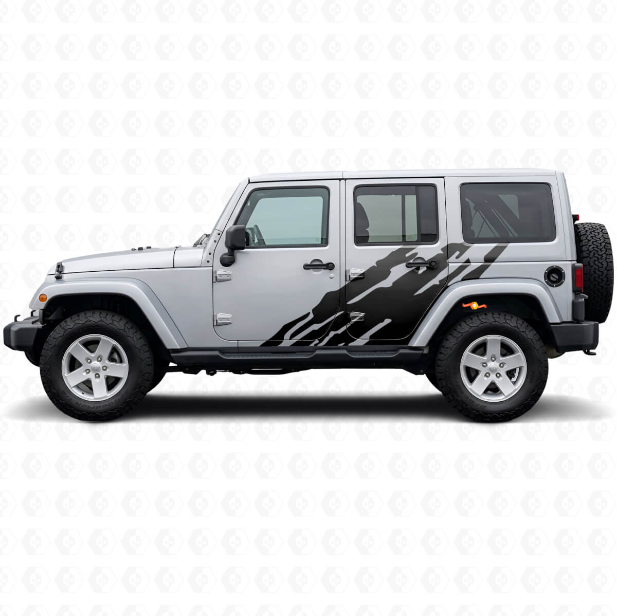 Adesivo Vinile Laterale Grafica Spruzzi di Fango per Jeep Wrangler JK 2007-2018