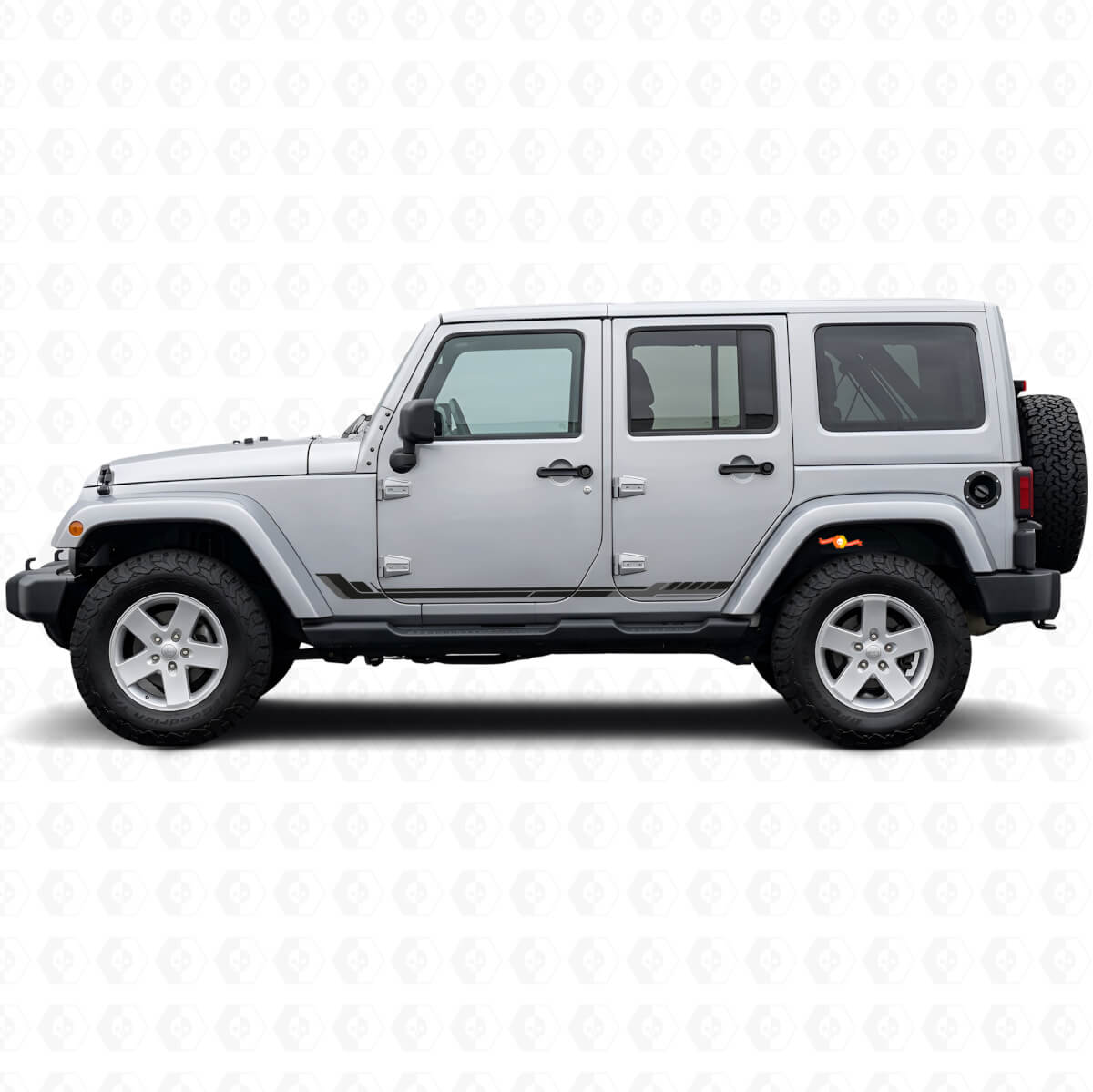 Adesivo in Vinile con Strisce Laterali Stile Racing per Jeep Wrangler JK 2007-2018