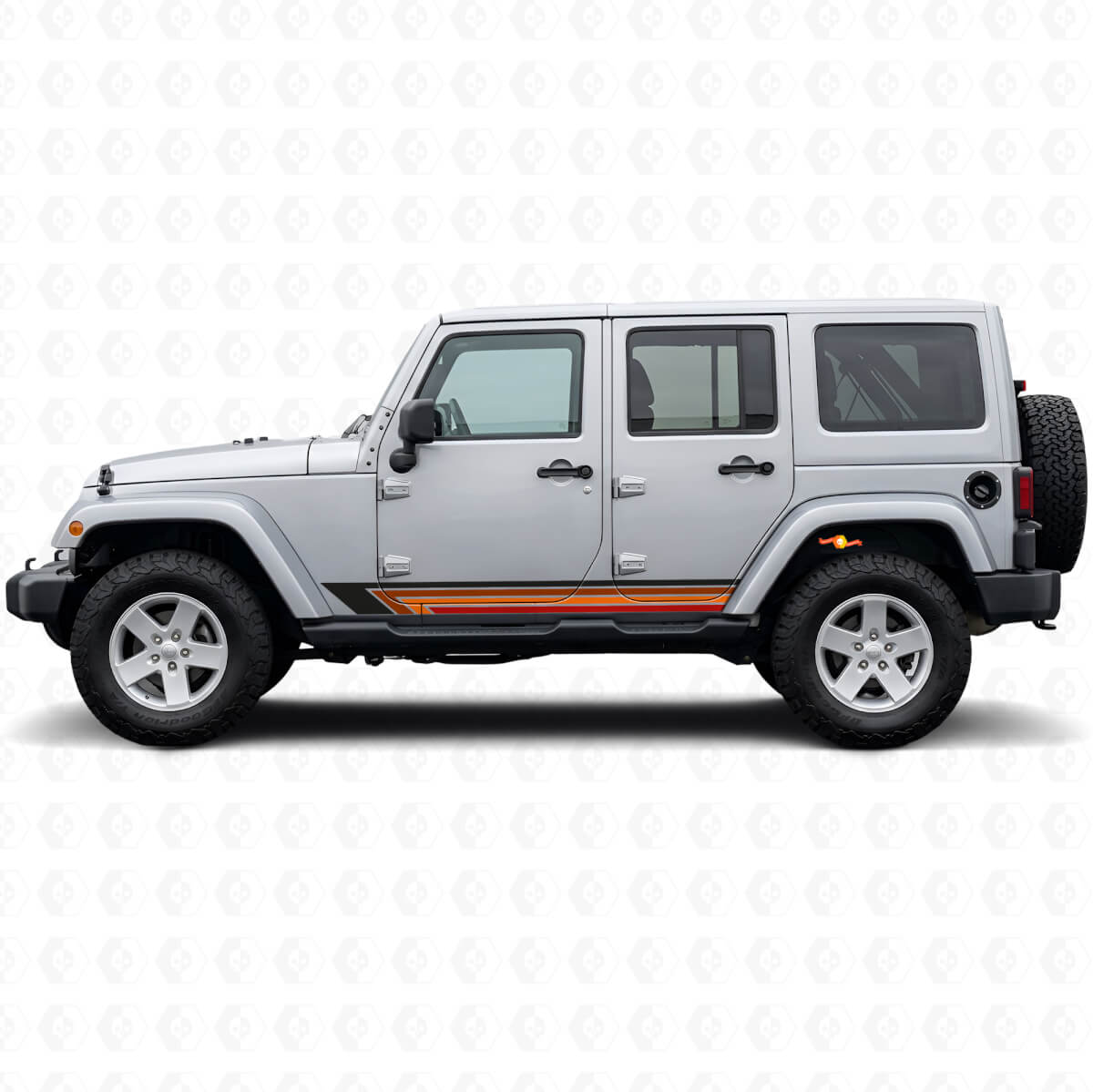Adesivo Laterale in Vinile con Strisce Dritte Vintage per Jeep Wrangler JK 2007-2018