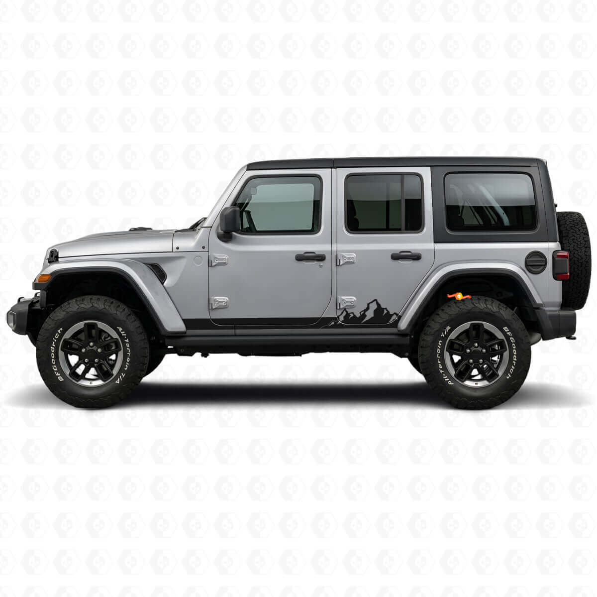 Adesivo Vinile Laterale a Sottile Strisce Montagne per Jeep Wrangler JL 2018+