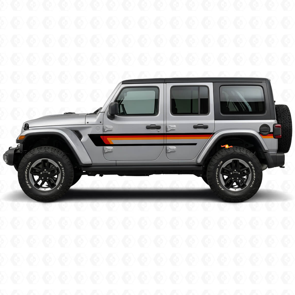Adesivo Vinile Laterale a Tripla Striscia per Porta Jeep Wrangler JL 2018+