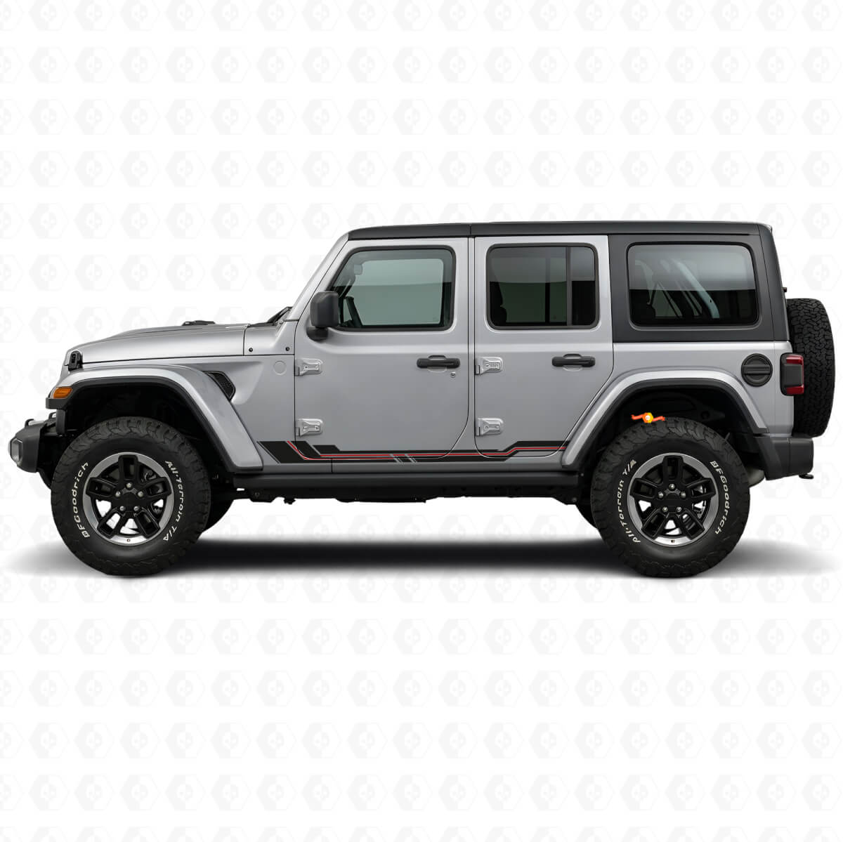 Adesivo in Vinile con Linee Curve per Minigonne Jeep Wrangler JL 2018+