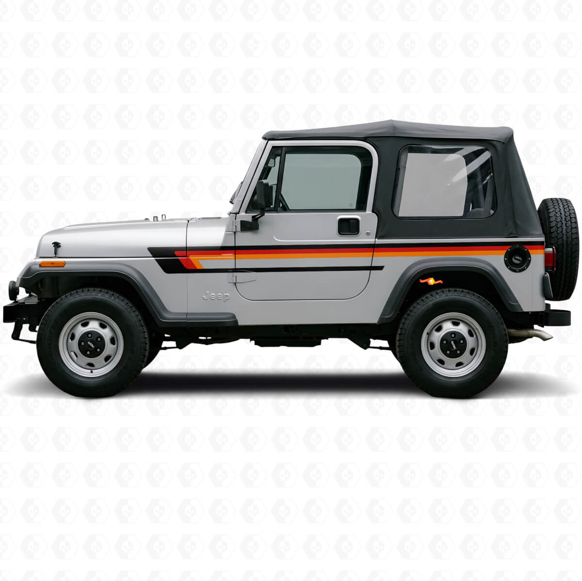 Adesivo in Vinile a Tre Strisce Laterale per Porta Jeep Wrangler YJ 1987-1995