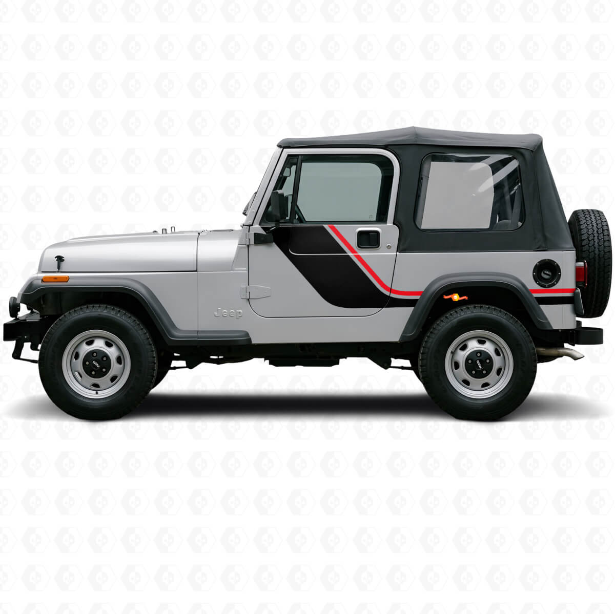 Adesivo Laterale a Due Strisce per Jeep Wrangler YJ 1987-1995