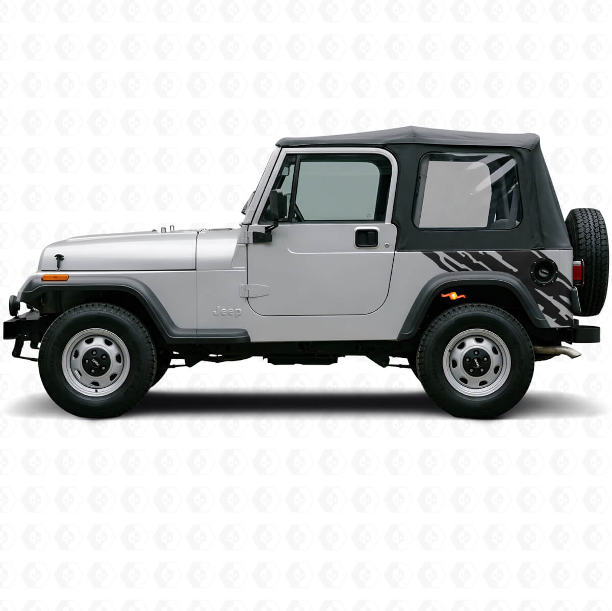 Adesivo in vinile grafico schizzi di fango laterale posteriore per Jeep Wrangler YJ 1987-1995