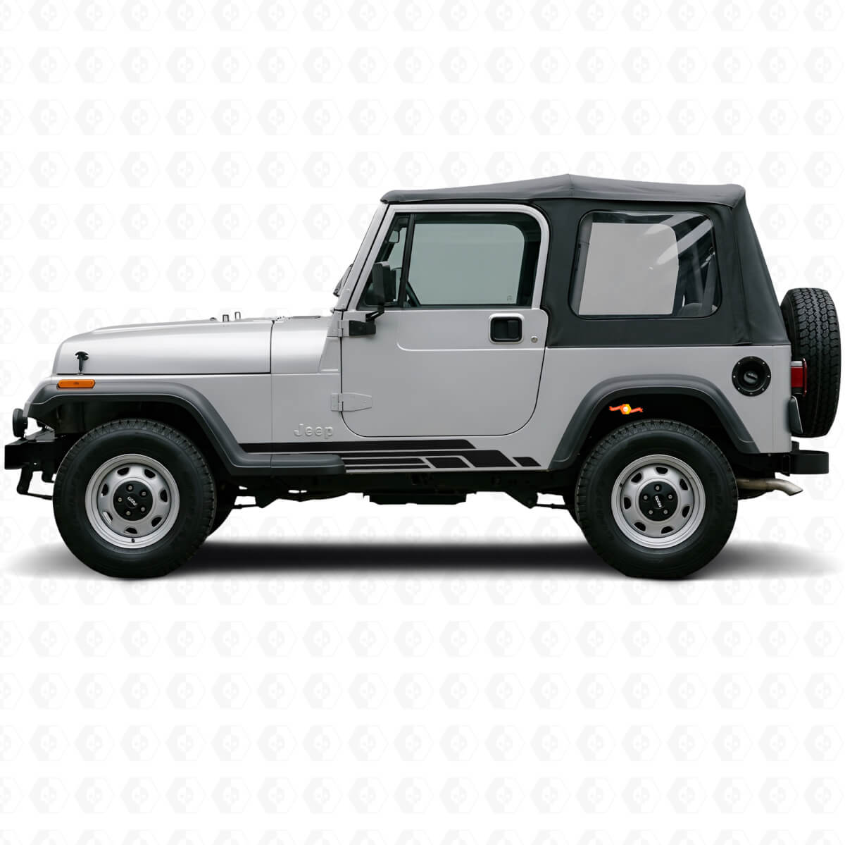 Kit Adesivi Laterali a Strisce Curve per Jeep Wrangler YJ 1987-1995