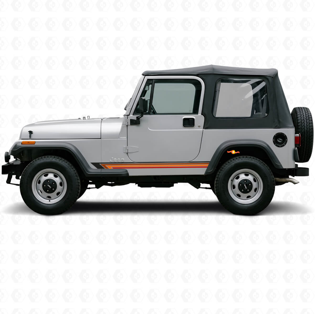 Strisce Laterali Dritte Vintage Adesivo in Vinile per Jeep Wrangler YJ 1987-1995