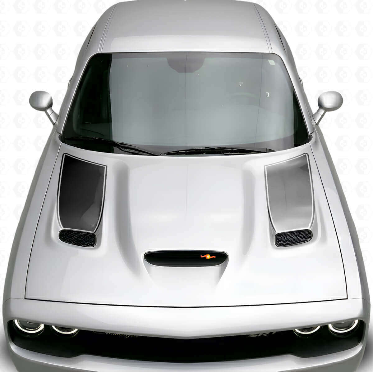 Kit adesivi in vinile per inserto griglia cofano con striscia contorno blackout per Dodge Challenger 2015+