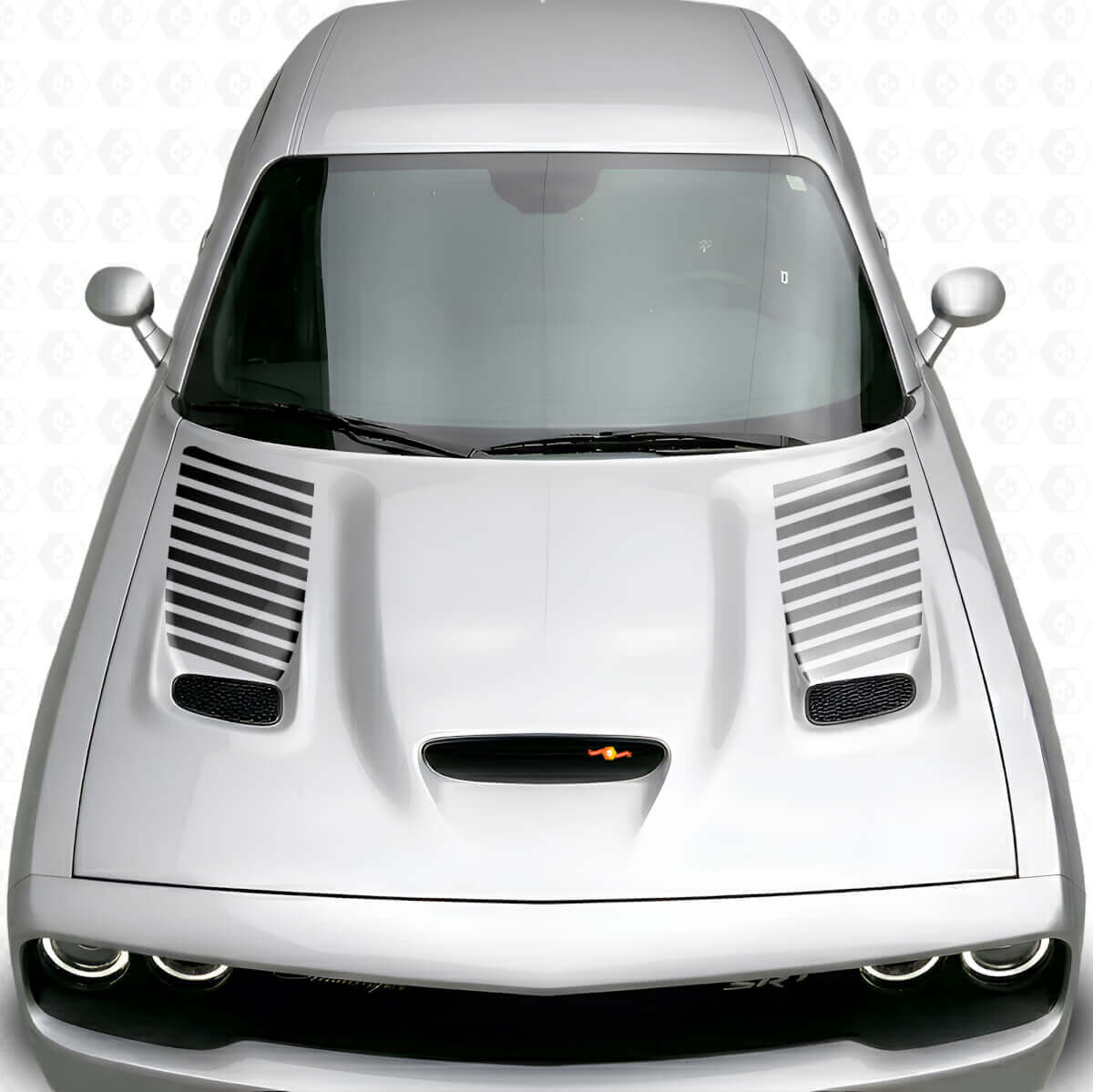 Kit di Adesivi in Vinile per Inserto della Ventilazione Cofano a Strisce per Dodge Challenger 2015+