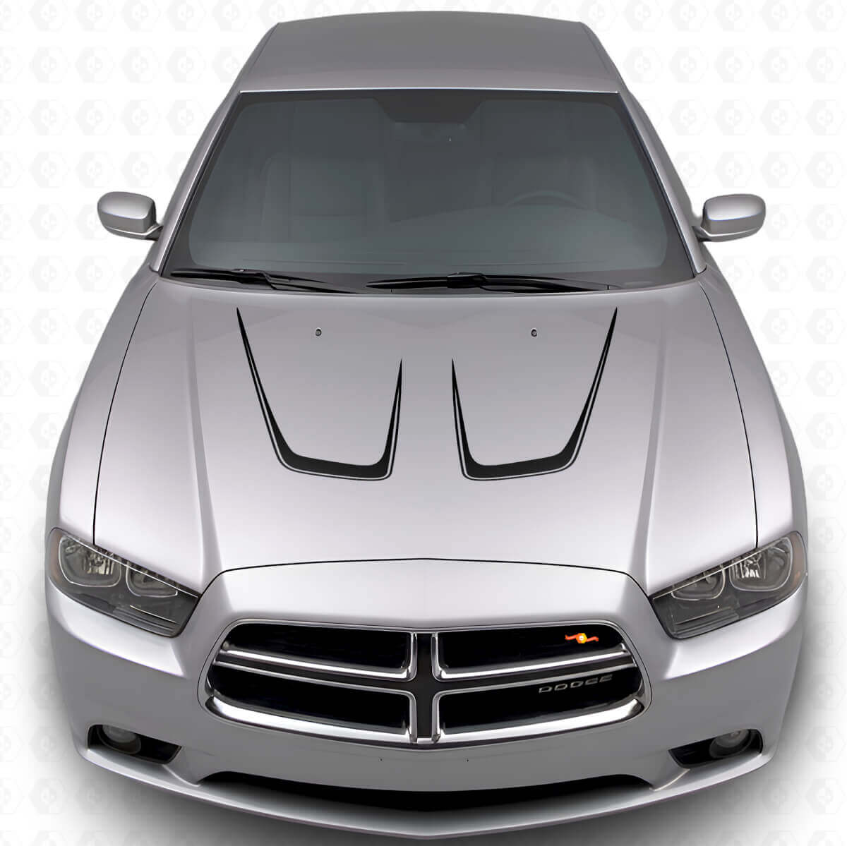 Kit adesivi in vinile con doppia striscia curvata per cofano 2 per Dodge Charger 2011-2014