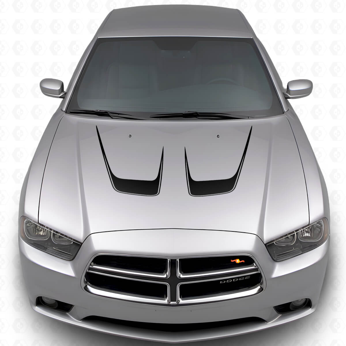 Strisce Adesive in Vinile Curvate Doppio Cofano per Dodge Charger 2011-2014
