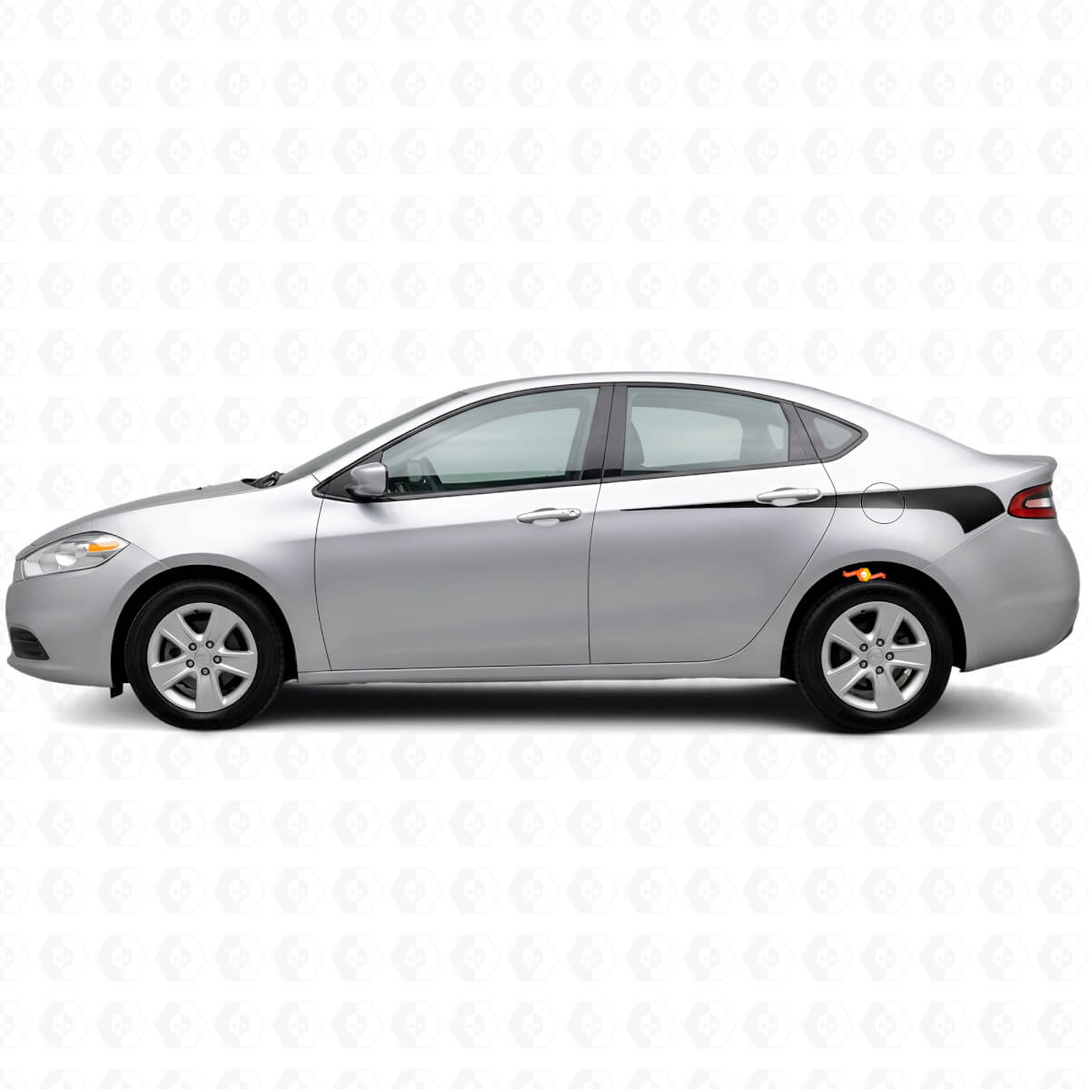 Adesivo Vinilico con Strisce Laterali Curve Affilate per Dodge Dart 2013+