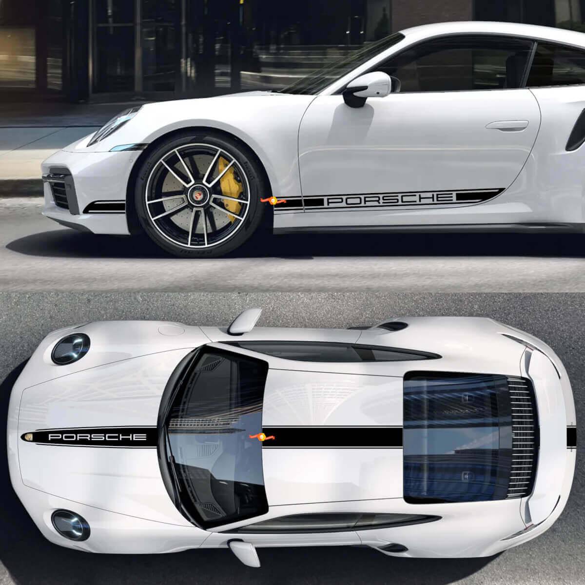 Kit Completo Adesivi in Vinile Strisce Stile Porsche per Porsche 911 Turbo S3
