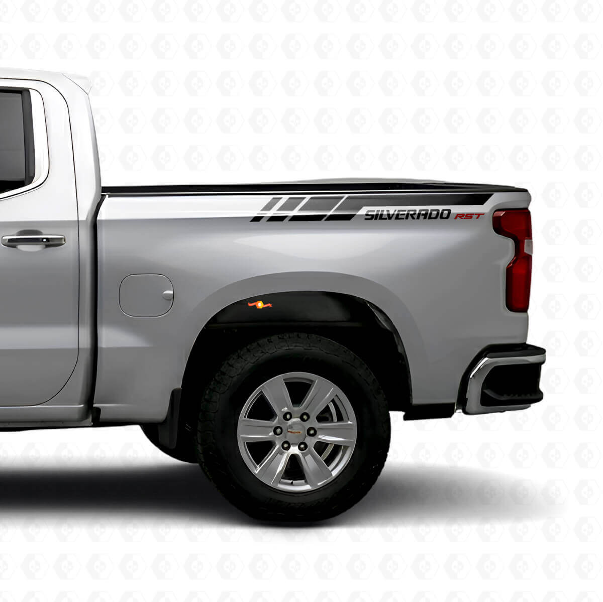 Kit Adesivi Vinile Strisce Laterali Posteriori Silverado RST Per Chevrolet Silverado 2019-2023