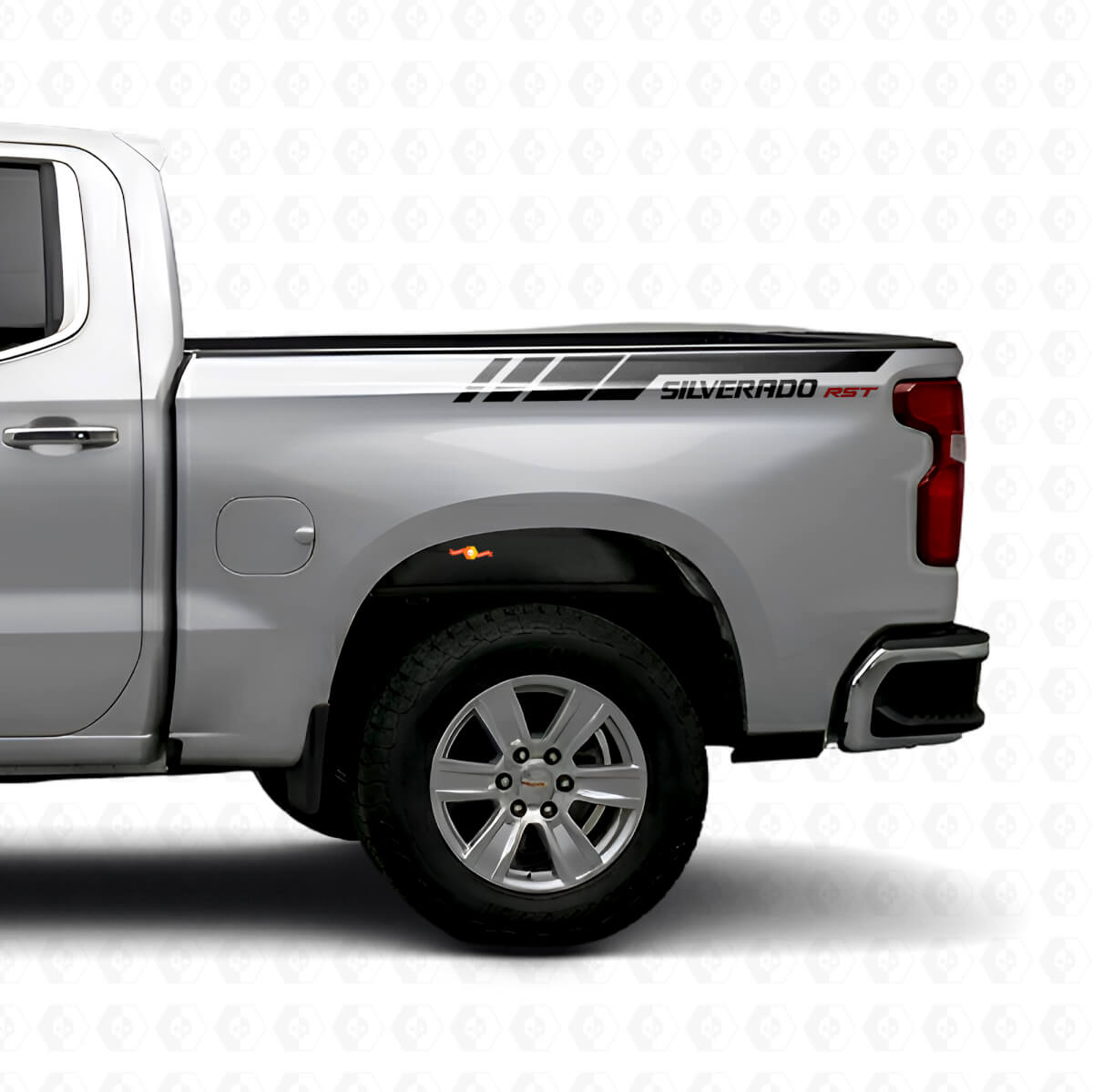 Kit Adesivi Vinile Strisce Laterali Posteriori Silverado RST Per Chevrolet Silverado 2019-2023