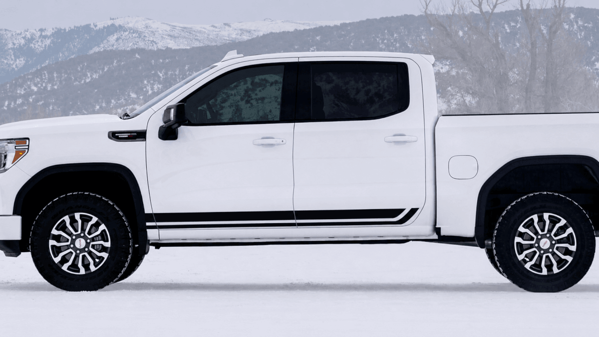 2 Strisce Adesive per Minigonne per GMC GM Sierra 1500 AT4 Strisce Adesive per Minigonne