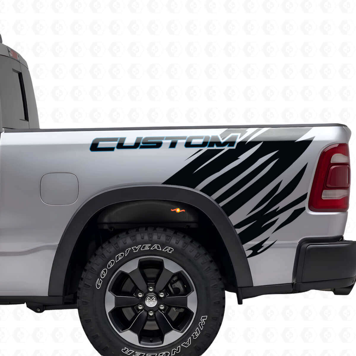 Kit adesivo in vinile personalizzato stile grunge contorno posteriore per Dodge Ram
