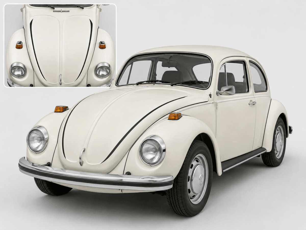 Kit Adesivi in Vinile con Contorno a Strisce Nere Classiche per Cofano Incassato per Volkswagen Super Beetle 1971