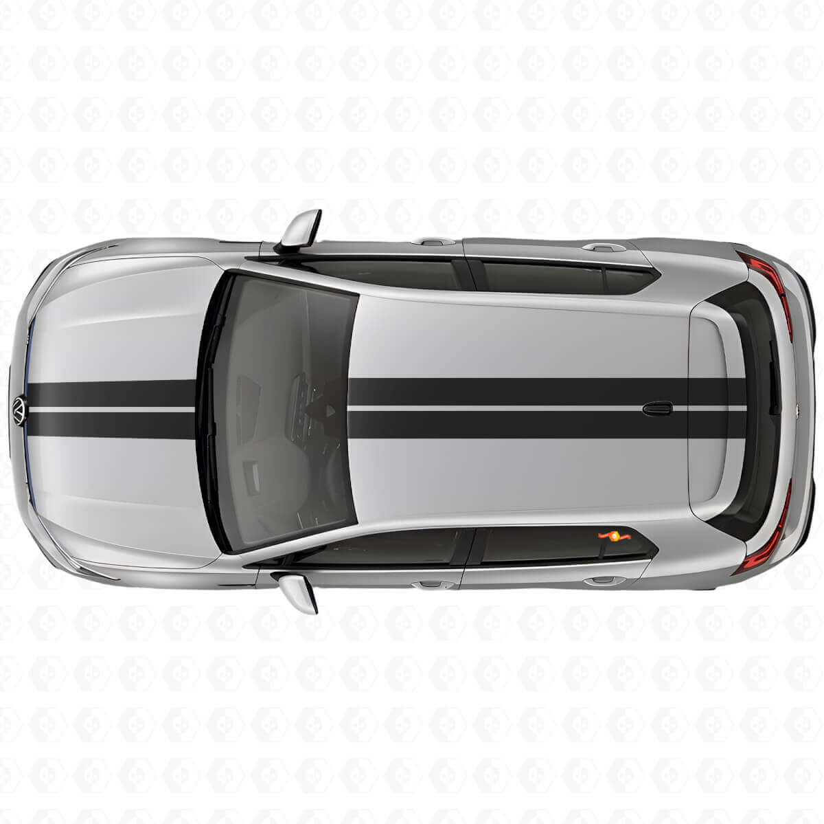 Kit Adesivi Vinile Strisce Doppie da Corsa per Cofano e Tetto per Volkswagen Golf R MK8 2023