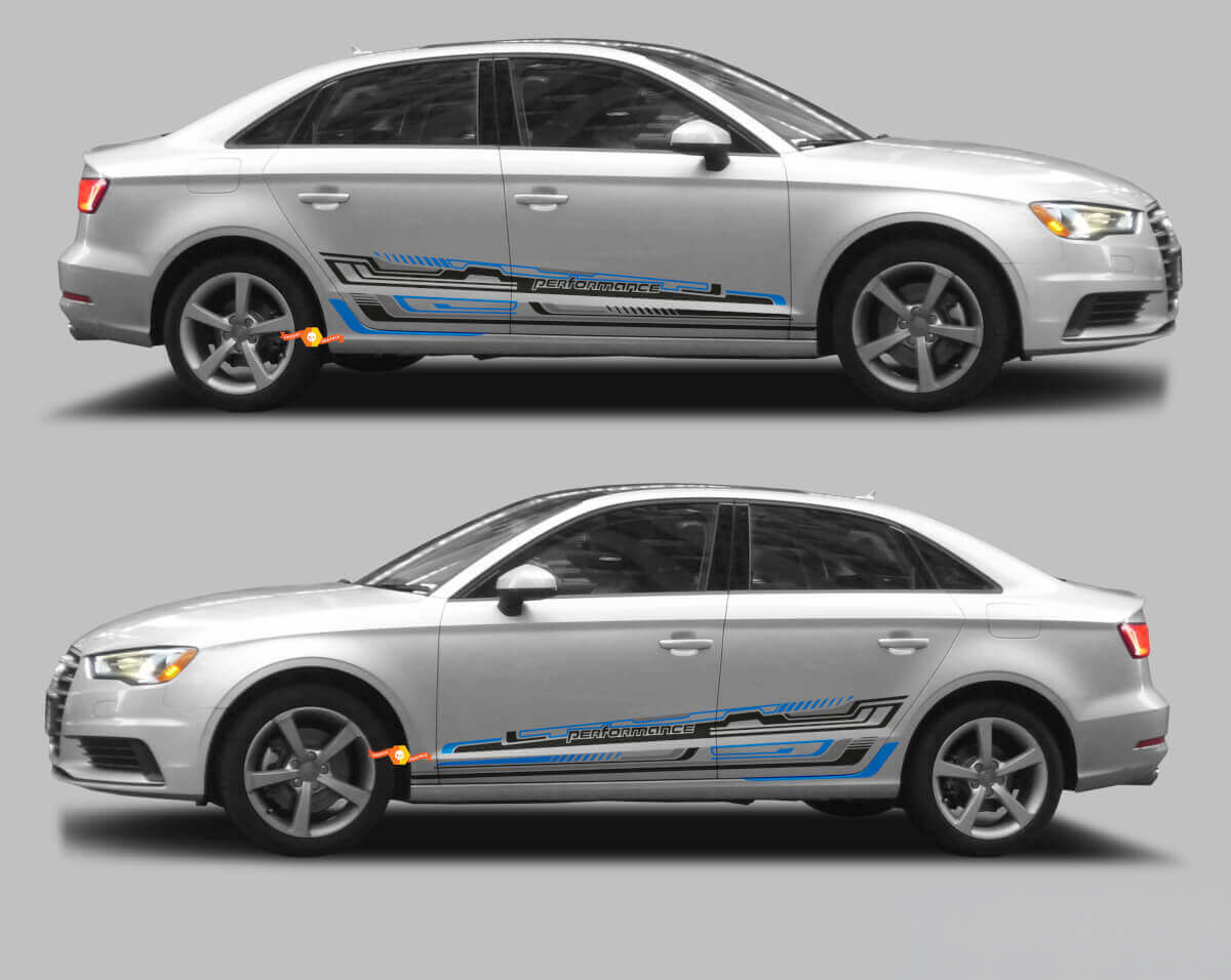 Kit di Adesivi in Vinile con Strisce Laterali Techno Style per Audi A3
