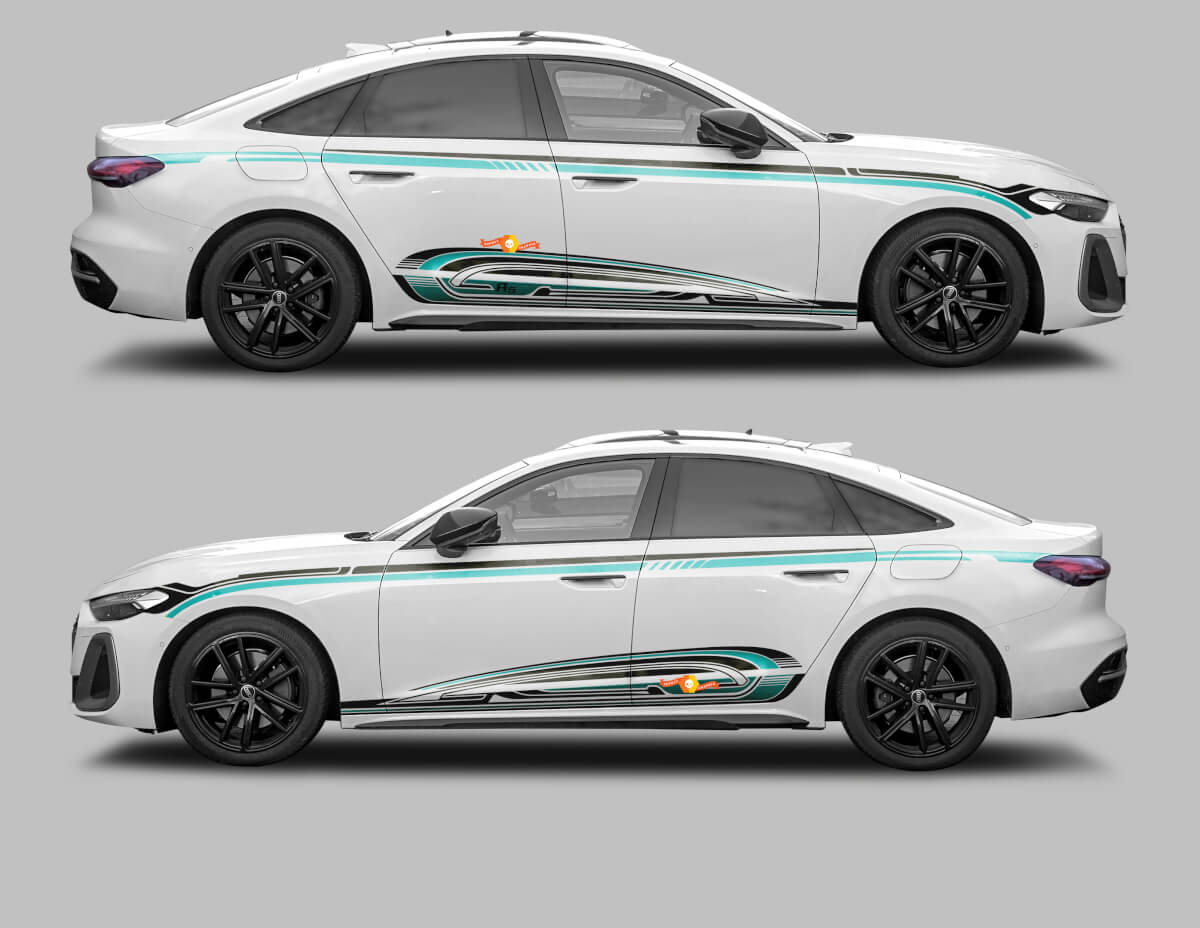 Kit Adesivi in Vinile Strisce Laterali & Sottoscocca A5 Techno Style per Audi A5