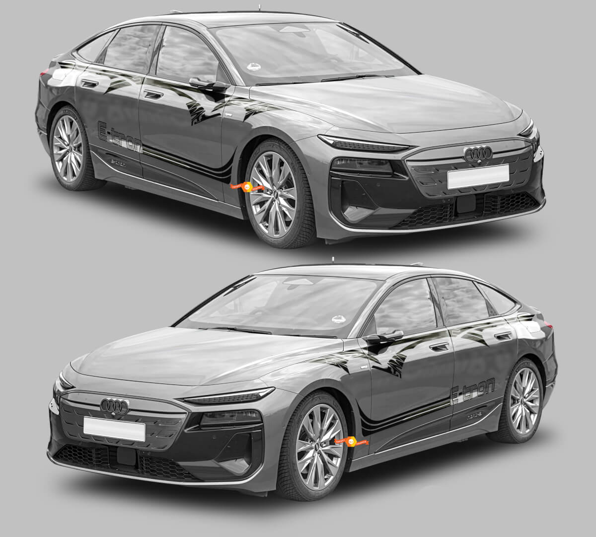 Kit di Adesivi Vinilici Strisce Laterali Stile Tribale per Audi A6 Sportback E-Tron