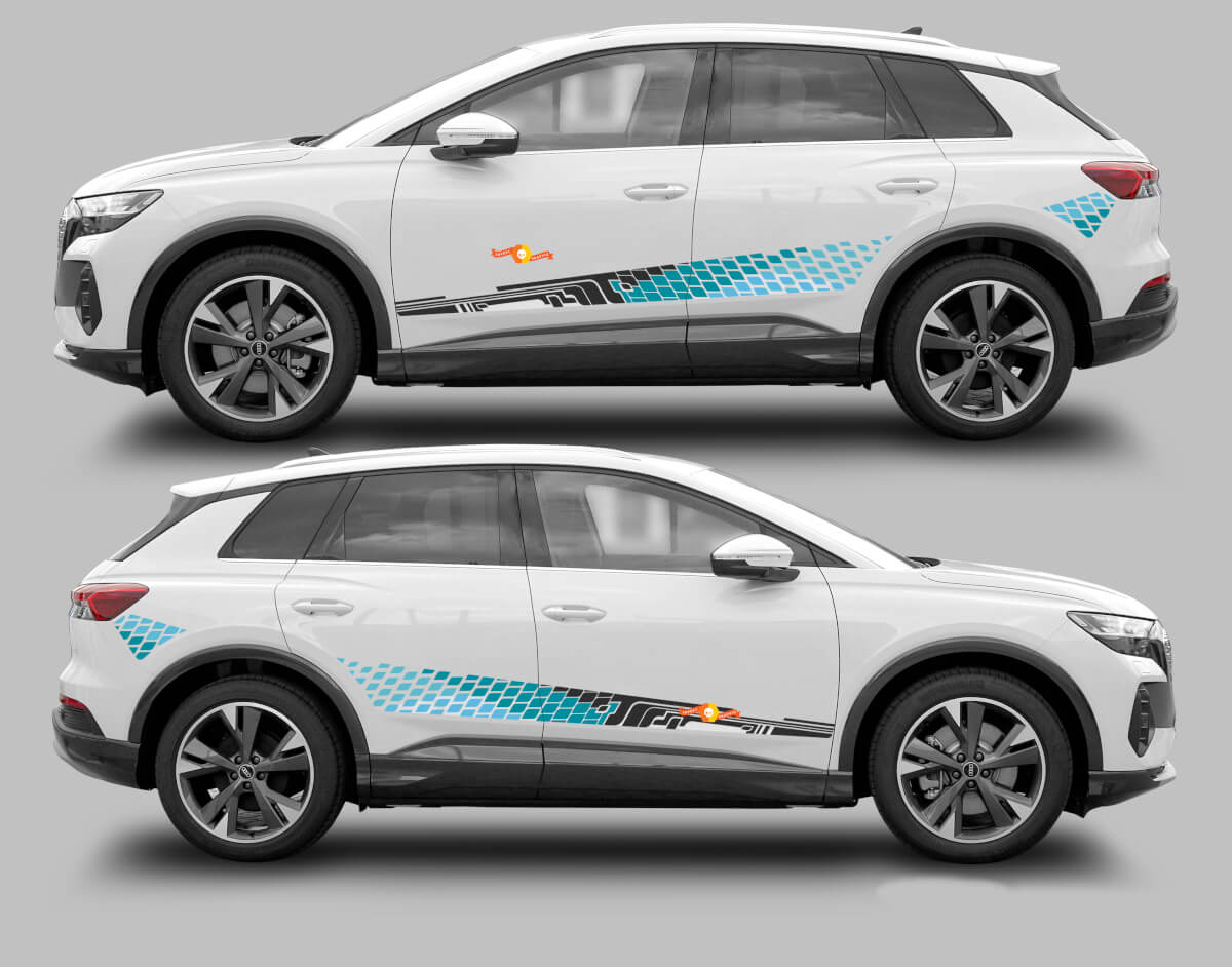 Kit di decalcomanie viniliche con strisce laterali a scacchi per Audi Q4 E-Tron
