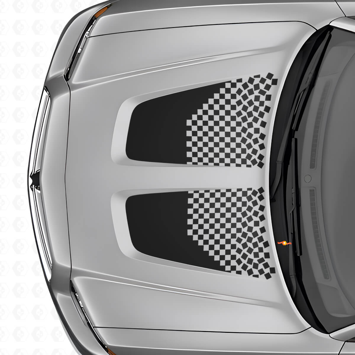 Set di Adesivi in Vinile con Doppie Strisce a Scacchi per Cofano per Dodge Charger